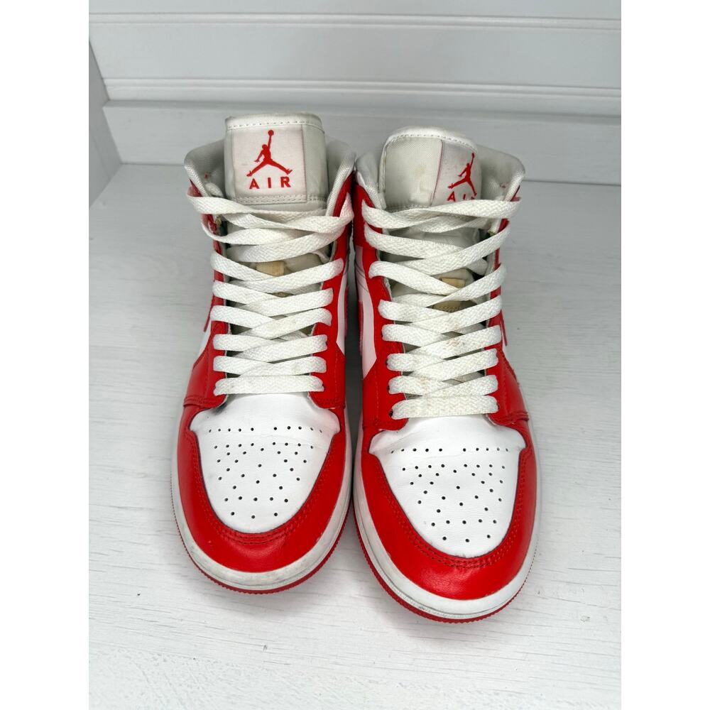 Air Jordan 1 Mid Syracuse Habanero Red Women’s 7 BQ6472-116 White Red - Picture 3 of 6